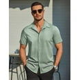 thumbnail image 2 of COOFANDY Mens Short Sleeve Button Down Wrinkle Free Dress Shirts Summer Business Casual Shirt Black, 2 of 7
