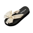 thumbnail image 2 of BADHUB Women's Flower Casual Flip Flops Boho Open Toe Slip On Bowknot Flat Dressy Sandals Beach Vacation Slippers Beige 40, 2 of 6