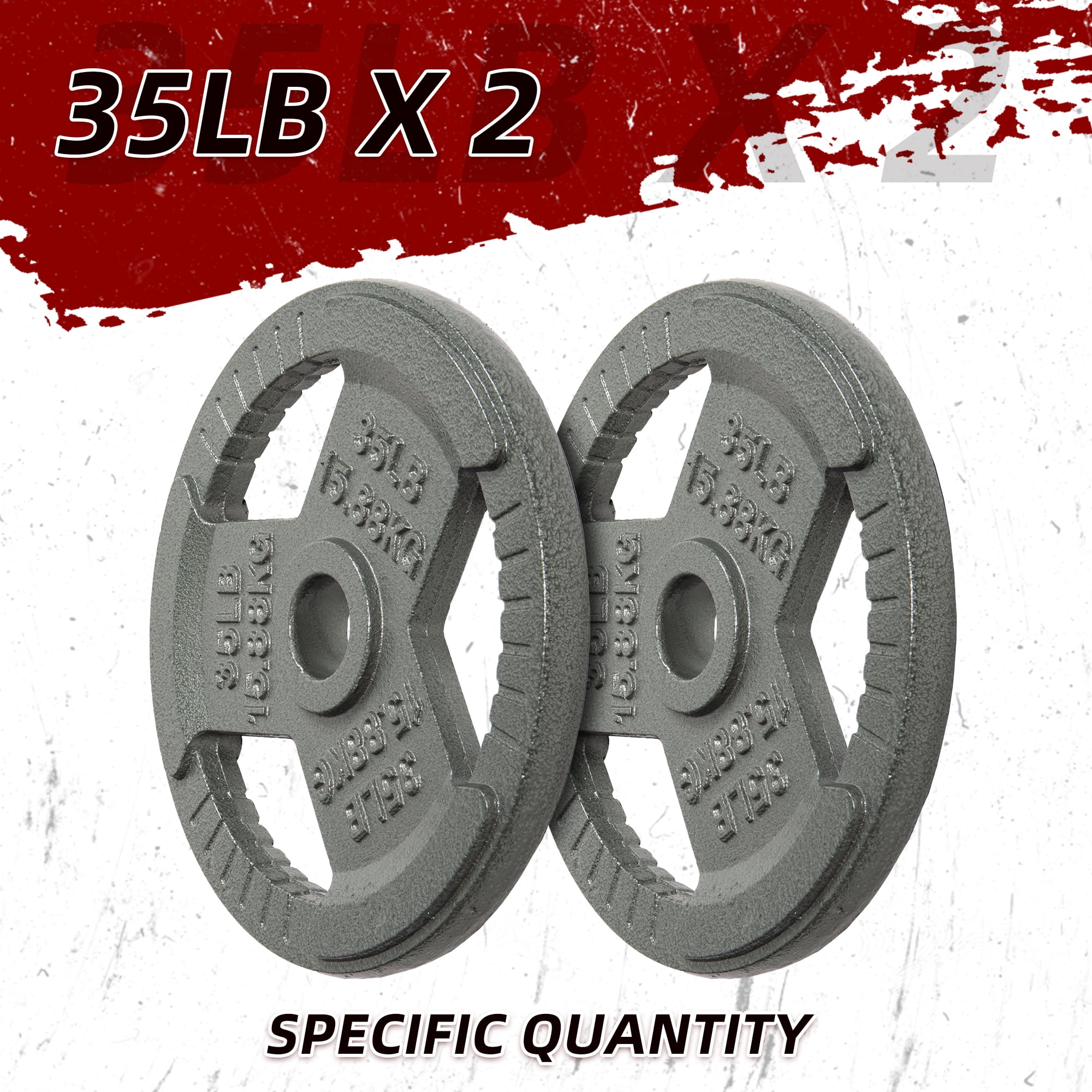 Signature Fitness Cast Iron Weight Plates for Strength Training, Fits 2-Inch Barbell, Multiple Size Options