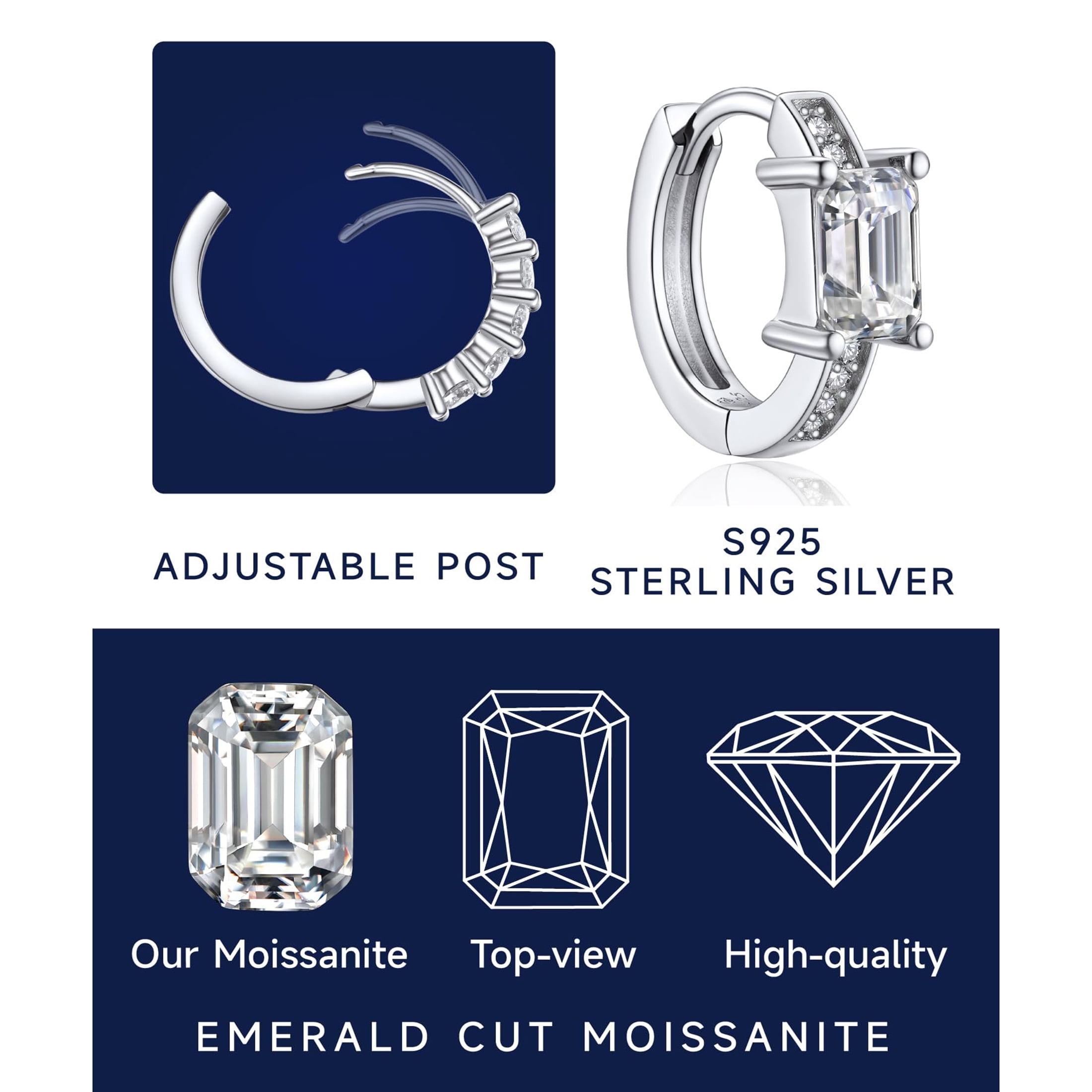 MomentWish Earrings for Women, Moissanite Jewerly Gifts for Her, Simulated Diamond 925 Sterling Silver Hoop Earrings