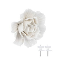 GOOHOCHY 1pc Ceramic Flower Wall Hanging 3D Rose Ornament Wall Background Mural Hanging Decoration - Size (White)