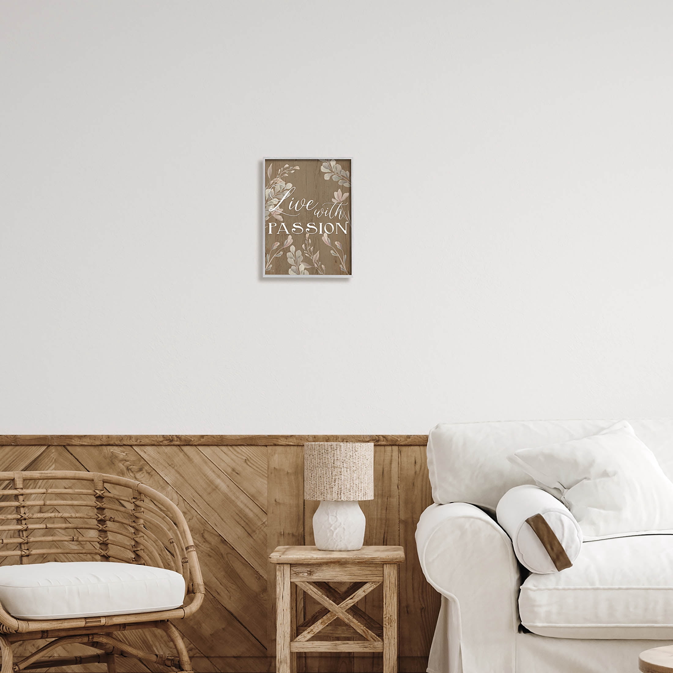Live With Passion Rustic Botanicals Botanical & Floral Graphic Art Gray Framed Art Print Wall Art