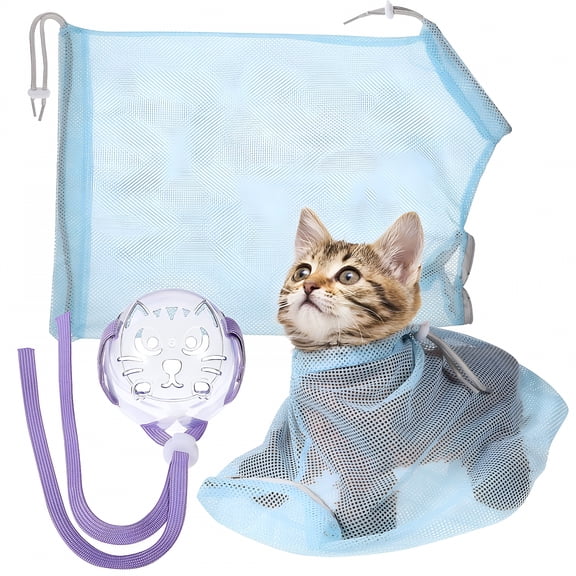 GASTROPOD Cat Bathing Bag Adjustable Multifunctional Breathable Cat Washing Bag with Muzzle for Shower Nail Trimming