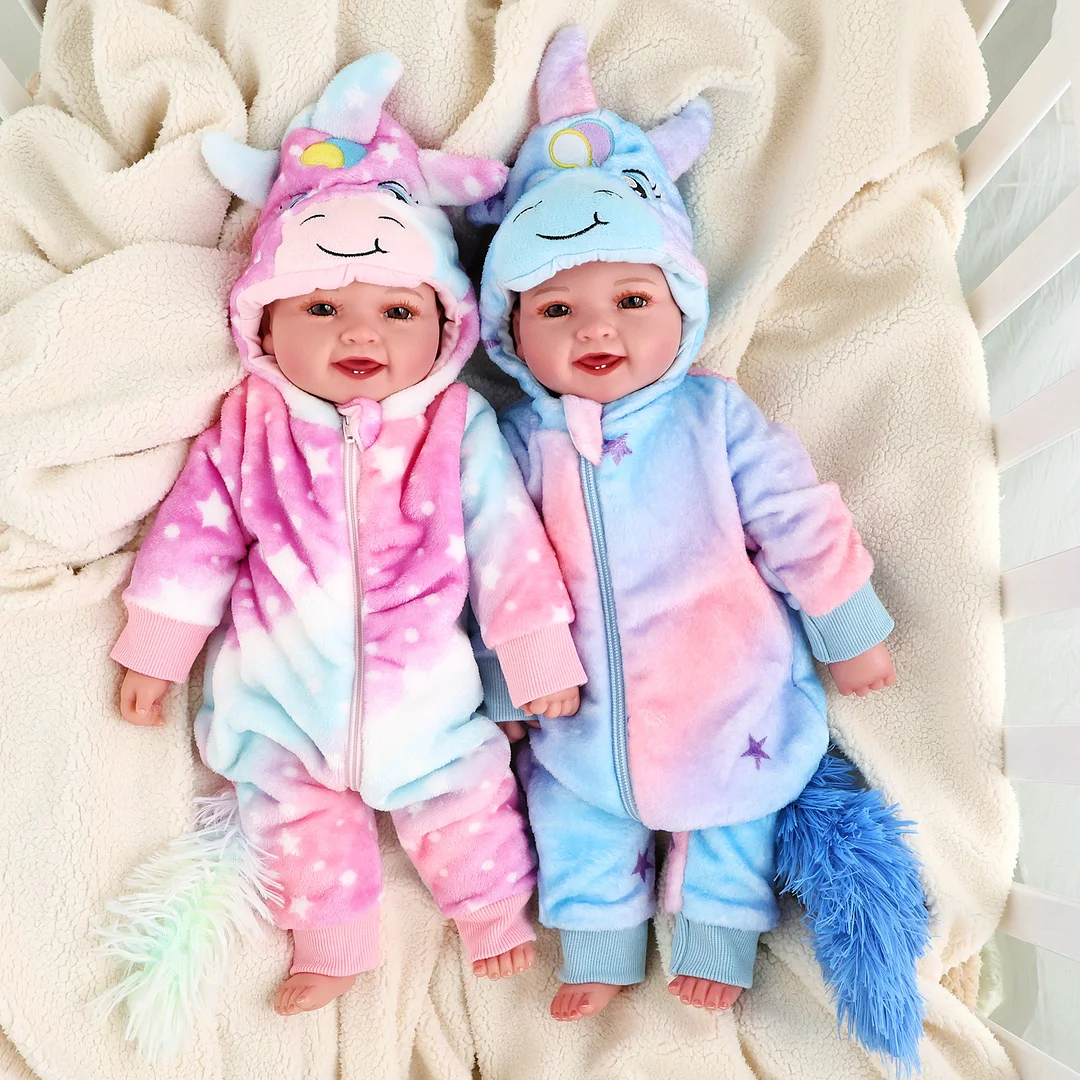 BABESIDE 17 Inch Lifelike Baby Dolls Twins Boy Girl Soft Vinyl Real Life Baby Dolls with Clothes and Toy Gift for Kids Age 3+