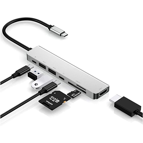 USB C Hub Adapter Dongle for MacBook Air, MacBook Pro with 4K 60Hz HDMI, 87W Power Delivery, 2 USB Ports and SD/TF Card Reader