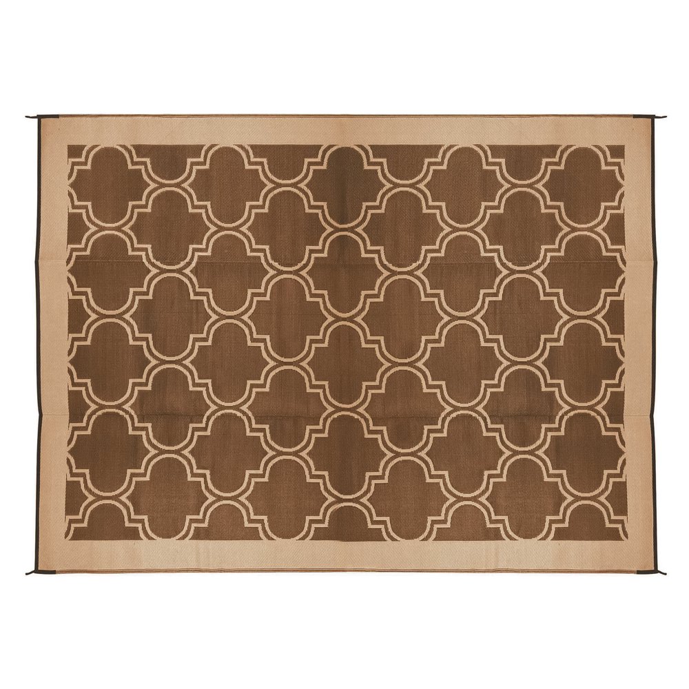 Camco 6' x 9' Reversible RV Outdoor Mat, Camping Mat, Brown / Tan Lattice