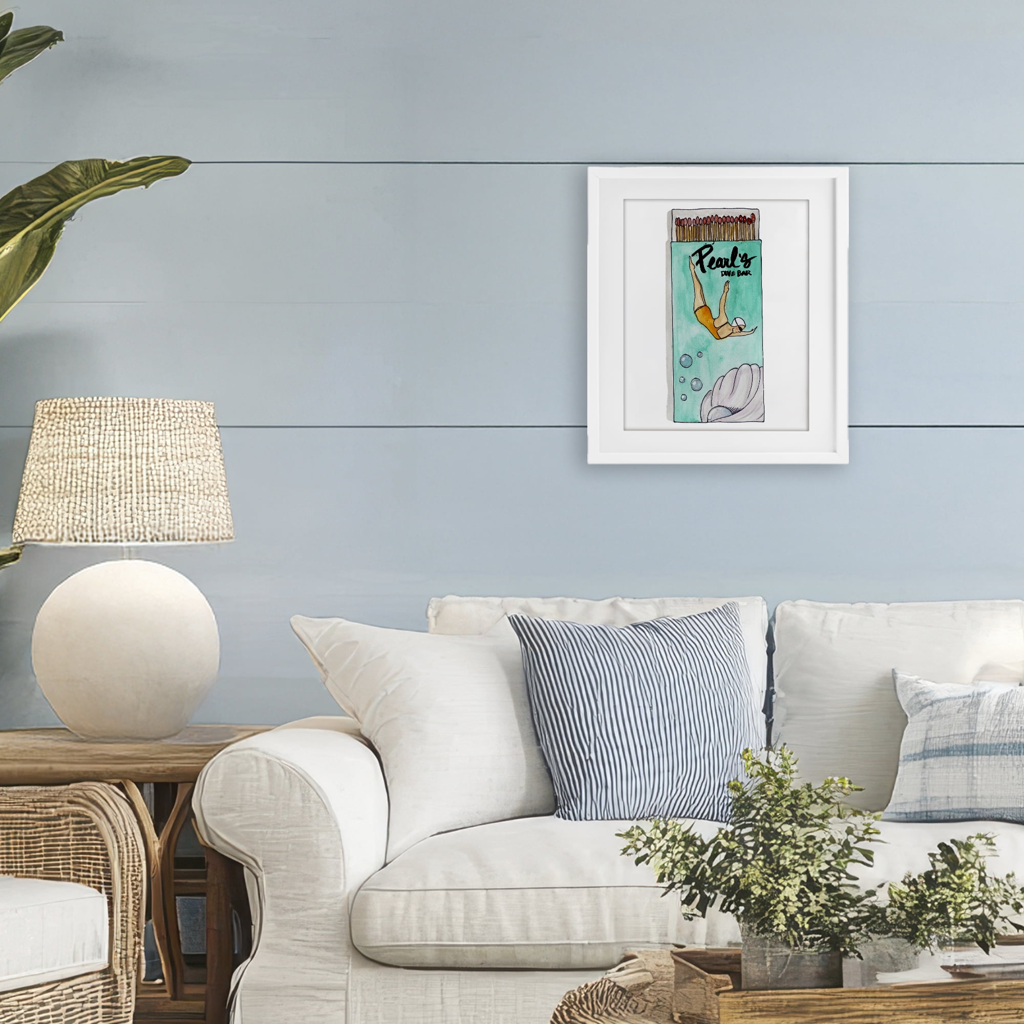 Stupell Industries Pearl Dive Matchbox White Framed Print Under Glass, design by Nola James