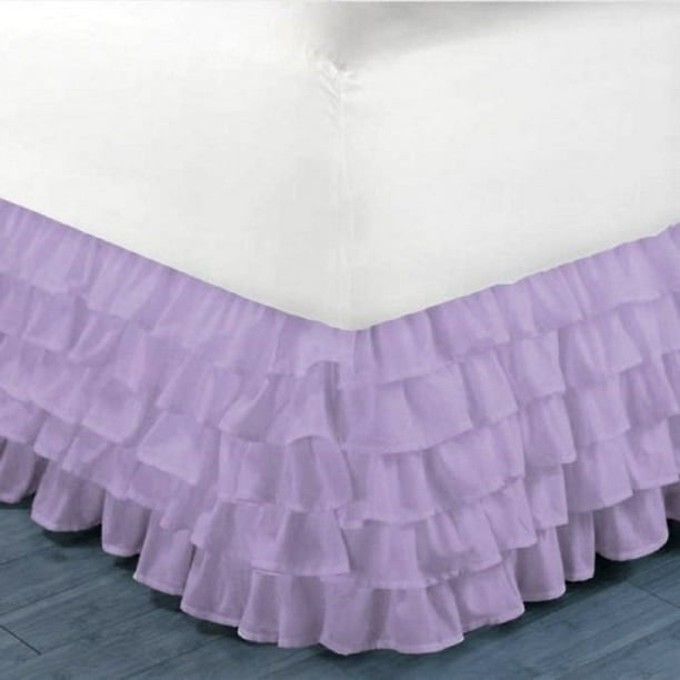 Gypsy Full Lilac Ruffled Bed Skirt Wrap Around Layered Solid Bed Dust