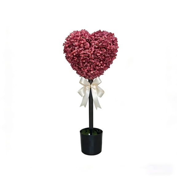 Darzheoy Valentine's Day Heart Shaped Topiary Tree Faux Boxwood Artificial Ball Tree with Planter Pot for Indoor Outdoor Home Porch Decor Valentine's Day Garden
