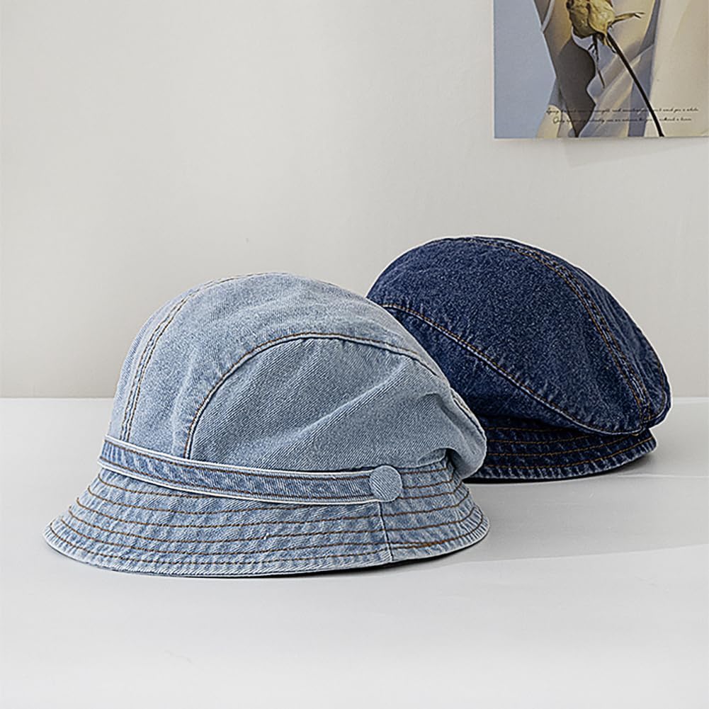 Beret Hats Denim Newsboy Cap Retro Artist Hat for Women Men  display picture 2