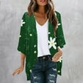 thumbnail image 2 of miqiqism Cardigans for Women 2024 Retro Floral Print Lightweight Cardigan Juniors Casual Duster Jackets 3/4 Ruffle Sleeve Blouse Tops Coat Flowy Loose Kimonos,Green,Large, 2 of 5