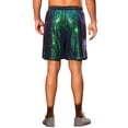 thumbnail image 3 of Pantalones cortos de lentejuelas para hombres, con cintura elástica, brillantes, para fiestas, pantalones cortos de brillo 36 Verde, 3 of 6