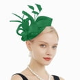 thumbnail image 2 of HCNTES Fascinators Headband with Feather, Women's Tea Party Hat for Kentucky Derby, Cocktail, Wedding, Fancy Dress Party Green, 2 of 4