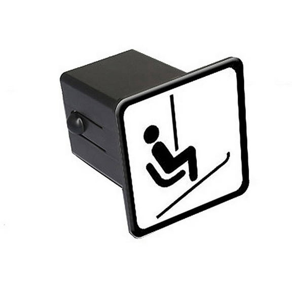Skiing Ski Chair Lift Sign Symbol 2" Tow Trailer Hitch Cover Plug Insert