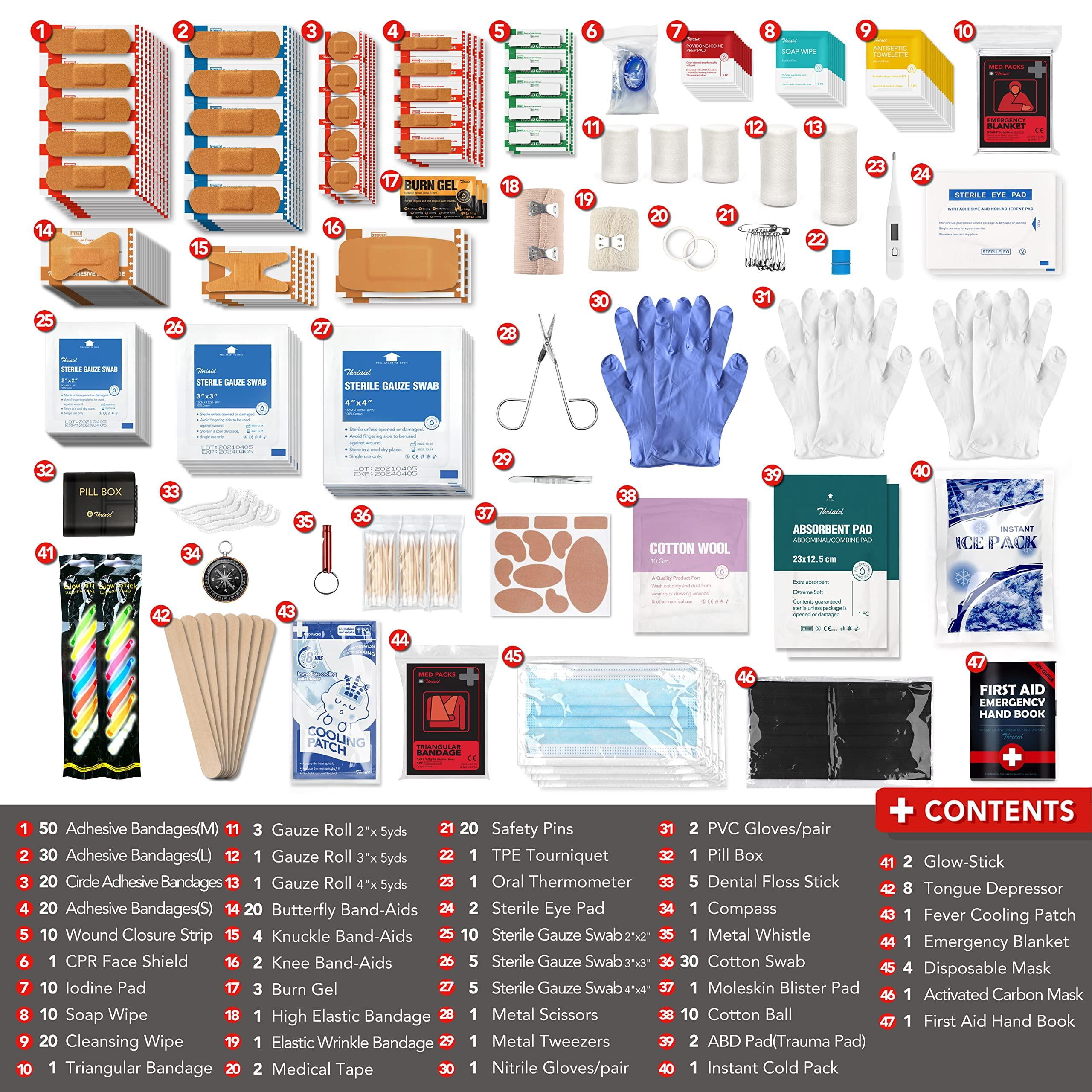 330 Piece First Aid Kit  Waterproof Compact Trauma Kits For Any Emergencies Ideal Home Office Car Travel Outdoor Camping Hiking Boating (red)