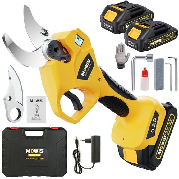 Electric Pruning Shears 30mm Cutting Diameter Battery Cordless Pruner for Gardening Branch Cutter with 2 Batteries and Charger Replacement Blade Set