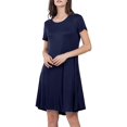 thumbnail image 1 of Robe, Col Rond Doux Couleur Unie Femmes Manches Courtes Amples pour Rendez-Vous, 1 of 8