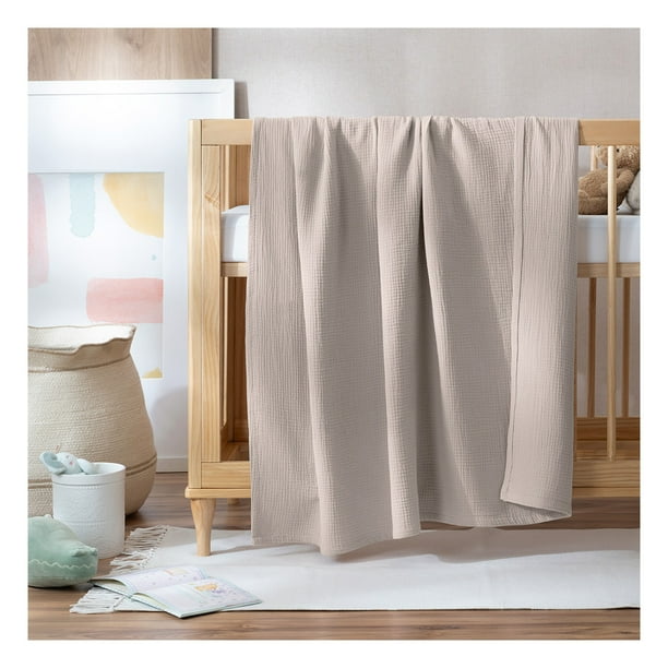 Manta Muselina para Bebé 100% Algodón Frazada Esquimal Ideal para Cuna, Niños y Decoración (Khaki)