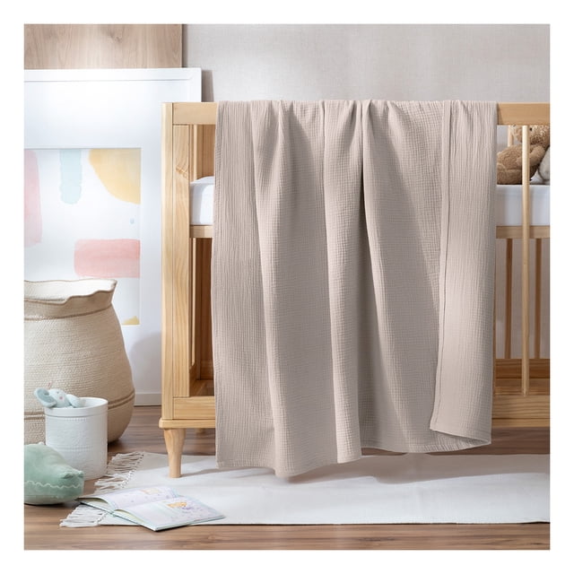 Manta Muselina para Bebé 100% Algodón Frazada Esquimal Ideal para Cuna, Niños y Decoración (Khaki)