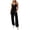 #161-Black, variant on Women's Wide Leg Pants Jumpsuit, Solid Color Halter Neck Casual Loose Fit with Pockets, Breathable Cotton Blend Long Pants for Vacation, Daily Wear