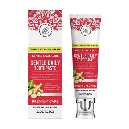 potrochi Beauty and Personal Care for Women Sensitive Toothpaste Potassium Nitrate For Tooth Sensitivity Relief Hydroxyapatite White Turmeric For Happy Gums Fluoride-Free Natural Clove Mint
