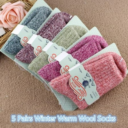 

Women Ladies 5 Pairs Winter Warm Thick Winter Socks Warm Wool Christmas Nordic Novelty Sock