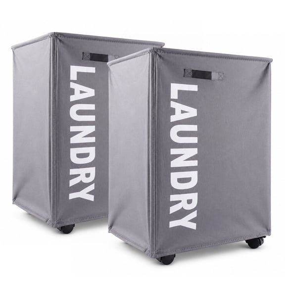 Agesis Laundry Basket with Wheels, 1 Pair 75 L Foldable Rolling Laundry Hamper, Large Dirty Clothes Hamper for Bedroom, Laundry Room, Apartment & Dorm