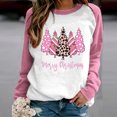 thumbnail image 2 of Cute Pink Sweatshirt for Women Lightweight Christmas Tree Print Round Neckline Graphic Tee Shirt Patchwork Long Sleeve Tops (Medium, Pink 06), 2 of 3