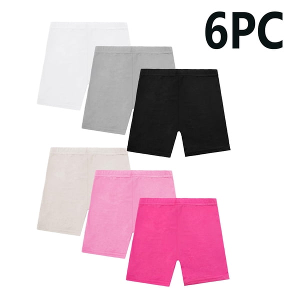 Amidoa 6 Pack Girls Athletic Shorts High Waisted Elastic Waist Baggy Shorts Running Quick Dry Shorts Hot Pink Size 4T