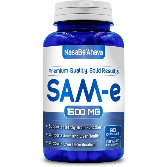 NasaBeahava Pure SAM-e Supplement for Brain, Liver, and Joint Support, 1500mg, 90 Capsules