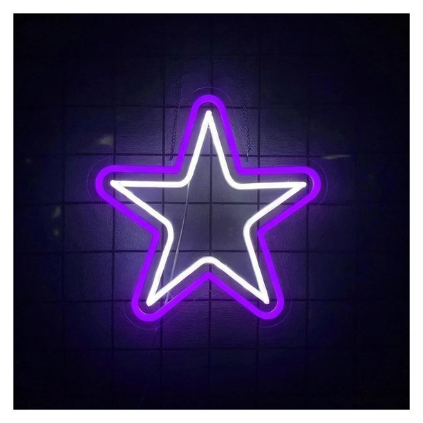 Letrero De Neón Pentagrama Con Luz, Estrella Occidental, Alimentación USB, Ideal Para Sala De Juegos, Bar, Fiestas O Tienda De Dulces. 32x32cm