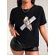 thumbnail image 1 of Cat Graphic Round Neck Casual T-shirt, Short Sleeve Running Sports Tee, Women's Activewear, 1 of 8