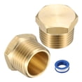 thumbnail image 1 of 2Pcs Tapón de cabeza hexagonal de latón, tapa de compresión, tapa de válvula de detención, 1/2" NPT, 1 of 7