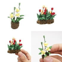 ABPWLY Toys Fake Mini Dollhouse Miniature Green Flower in Pot Garden Accessory for 1:12 Scale 4.5x4.5x6.8cm Kids