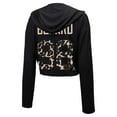 thumbnail image 3 of Women's Majestic Threads Connor Bedard-Black Chicago Blackhawks Leopard Print Name & Number Cropped Pullover Hoodie, 3 of 3