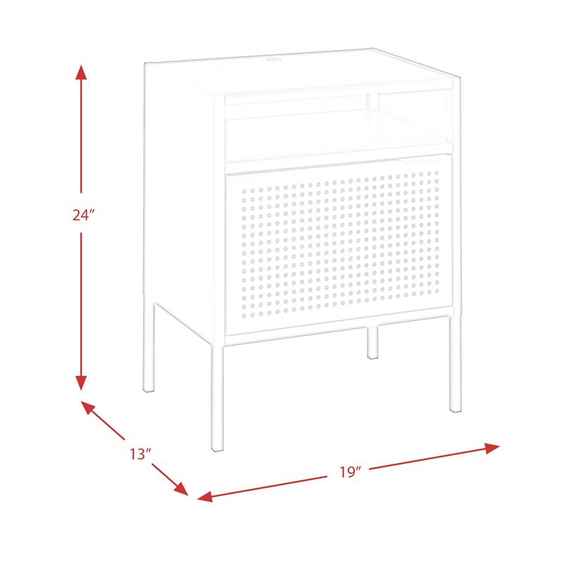 Picket House Furnishings Gemma Metal Nightstand with USB Port in Gray