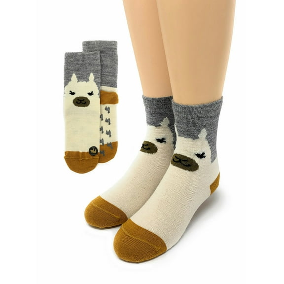Warrior Alpaca Socks - Happy Family Alpaca Wool Socks with Non-Skid - Unisex