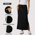 thumbnail image 6 of Women’s Midi Skirt with Elastic Waistband Drawstring and Side Slit Casual Straight Fit Soft Fabric Suitable for Daily Wear Black M, 6 of 8