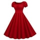 thumbnail image 4 of Vestido largo hasta la rodilla con cuello cuadrado y manga corta de color liso informal a la moda para mujer Pompotops  ghjkhdj18481, 4 of 8