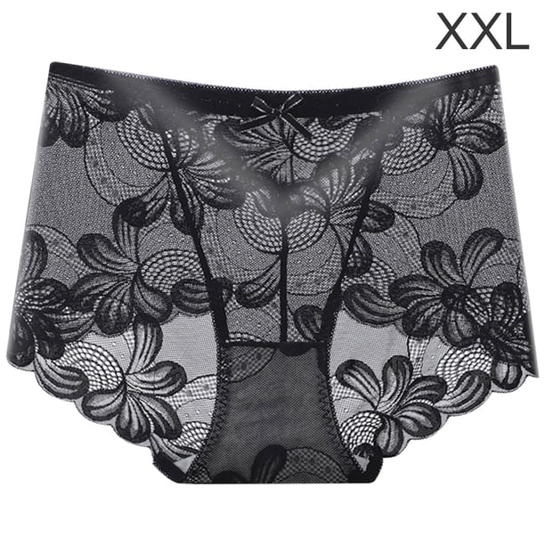 Bragas de encaje Mujeres Sexy Calzoncillos sin costuras huecos Cintura media Levantamiento de cadera Ropa interior transpirable, Negro, XXL kenally AP001201-12B