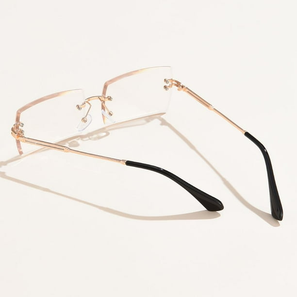 Gafas de sol sin montura Yinane Cuadradas para Mujer Lente transparente