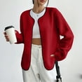 thumbnail image 2 of WRKEKC Vestes pour Femmes Couleur Unie Manches Longues Ouvert devant Sans Capuche Veste Décontractée avec Poches à Rabat pour l'Automne, 2 of 5