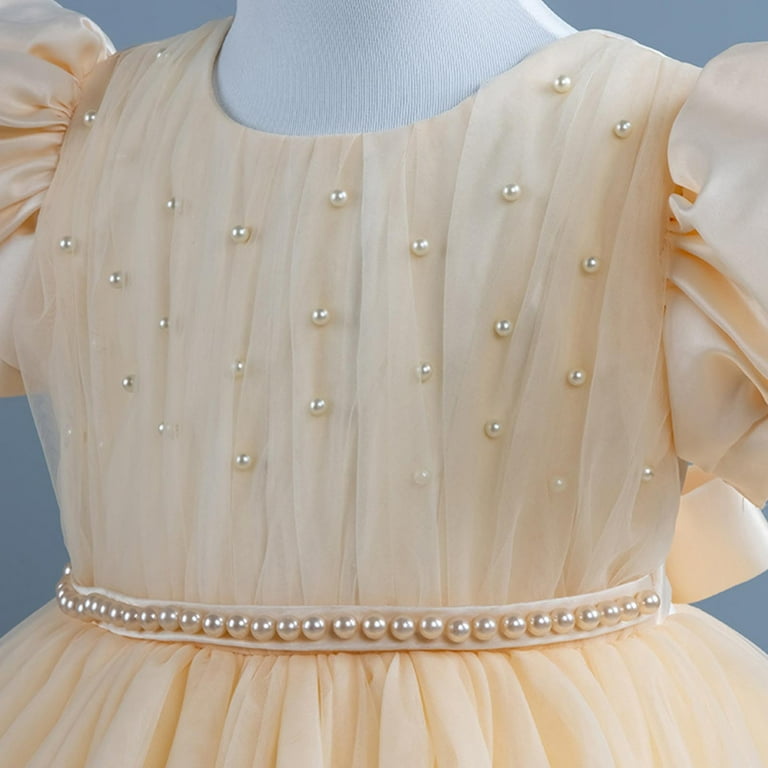 white christmas dresses Cream Floral Lace Puff Sleeve Ruffle Hem Mini Dress