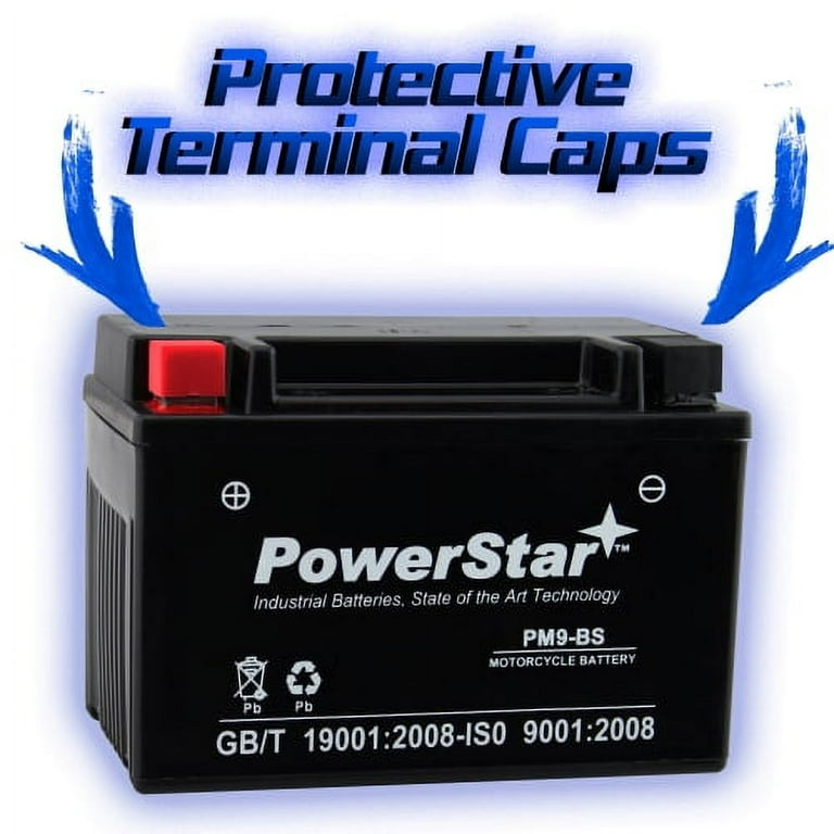 PowerStar YTX9-BS Motorcycle Battery Compatible with