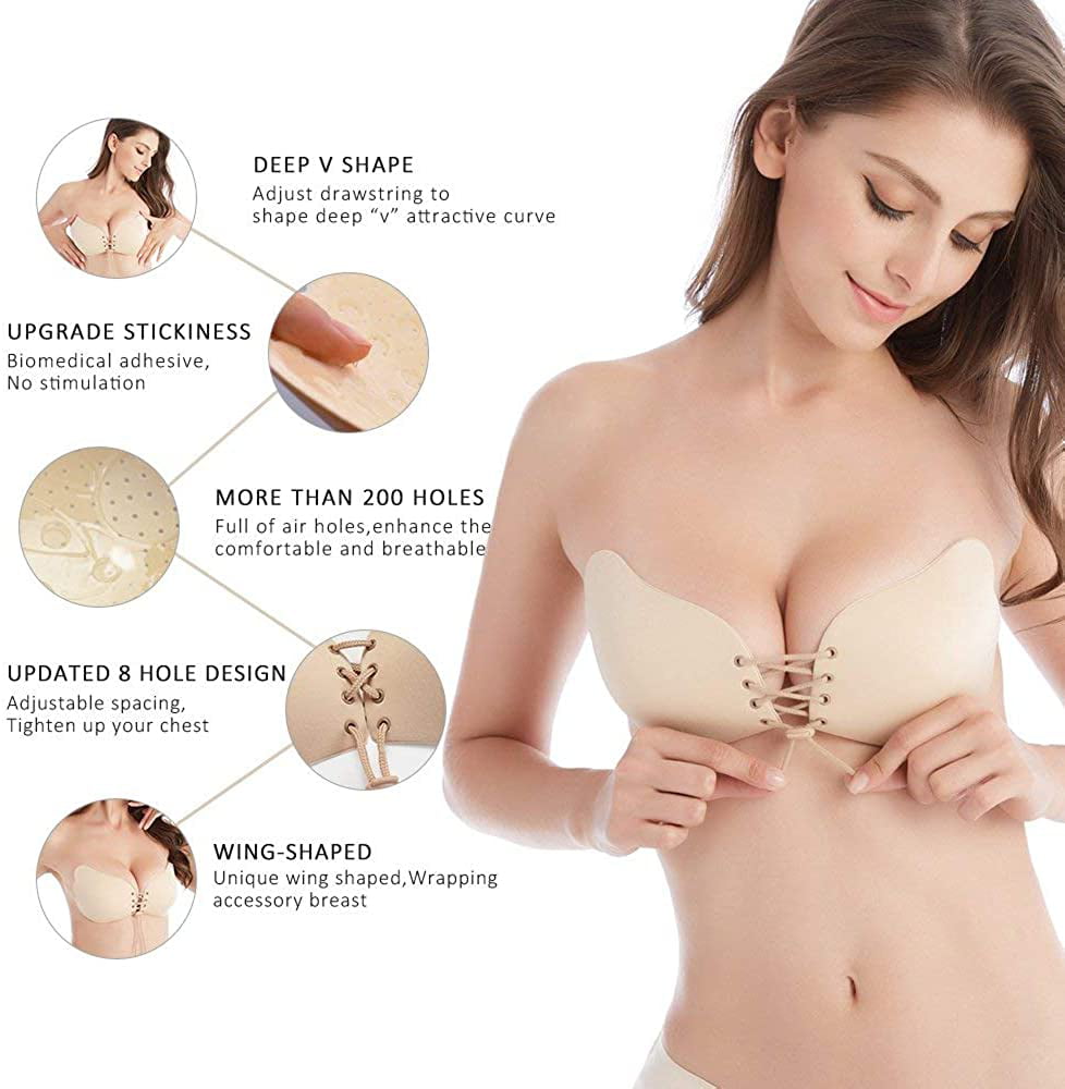 Umitay Women's Sticky Boobs Breast Lift Silicone Push Up Hollow