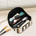 thumbnail image 2 of FORMRS Makeup Bag Travel Cosmetic Organizer for Women Fold Flat Zipper Pouch with Handle, Beige Abstract Dots, 2 of 8