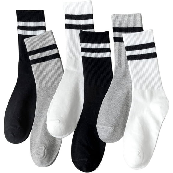 YooGuoGuo Women's 6 Pairs Stripes Ankle Socks Casual Sporty Calf Socks