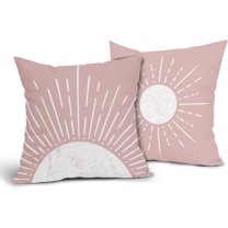 Boho Pillow Covers 16x16 Inch Pack of 2 Pink Bohemian Abstract Sun Sunrise Decorative Outdoor Throw Pillow Covers Farmhouse Pillowcase Square Linen Cushion Cover for Bedroom Sofa Couch Home Decor