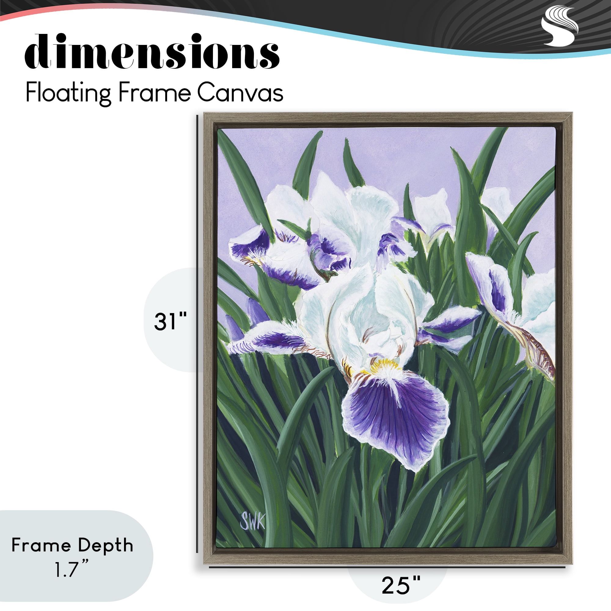 Stupell Industries Purple & White Irises Brown Framed Floater Canvas Wall Art, design by Sarah Waldron Kimball