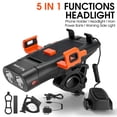 thumbnail image 2 of 5in1 Bike Front Bracket Lamp Horn Mobilephone Holder Warning Bell Powerbanks MTB Bike Flashlight USB Rechargeable Cycling Accessories with 5 Alarm Sound Effects, 2 of 7